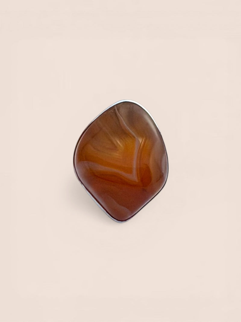 Handmade 925 sterling silver ring with agate — Sribnyak Baroque Pearls