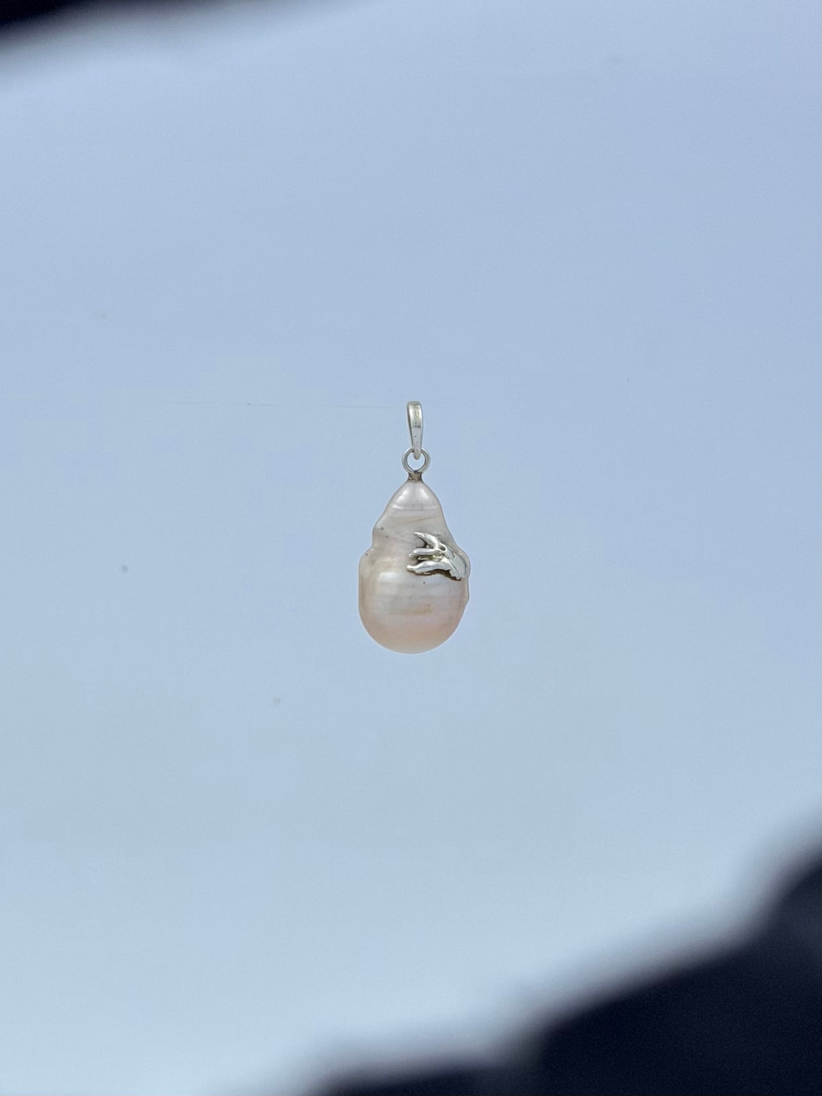 Handmade 925 sterling silver octopus pendant with golden-cream baroque pearl — Sribnyak Baroque Pearls
