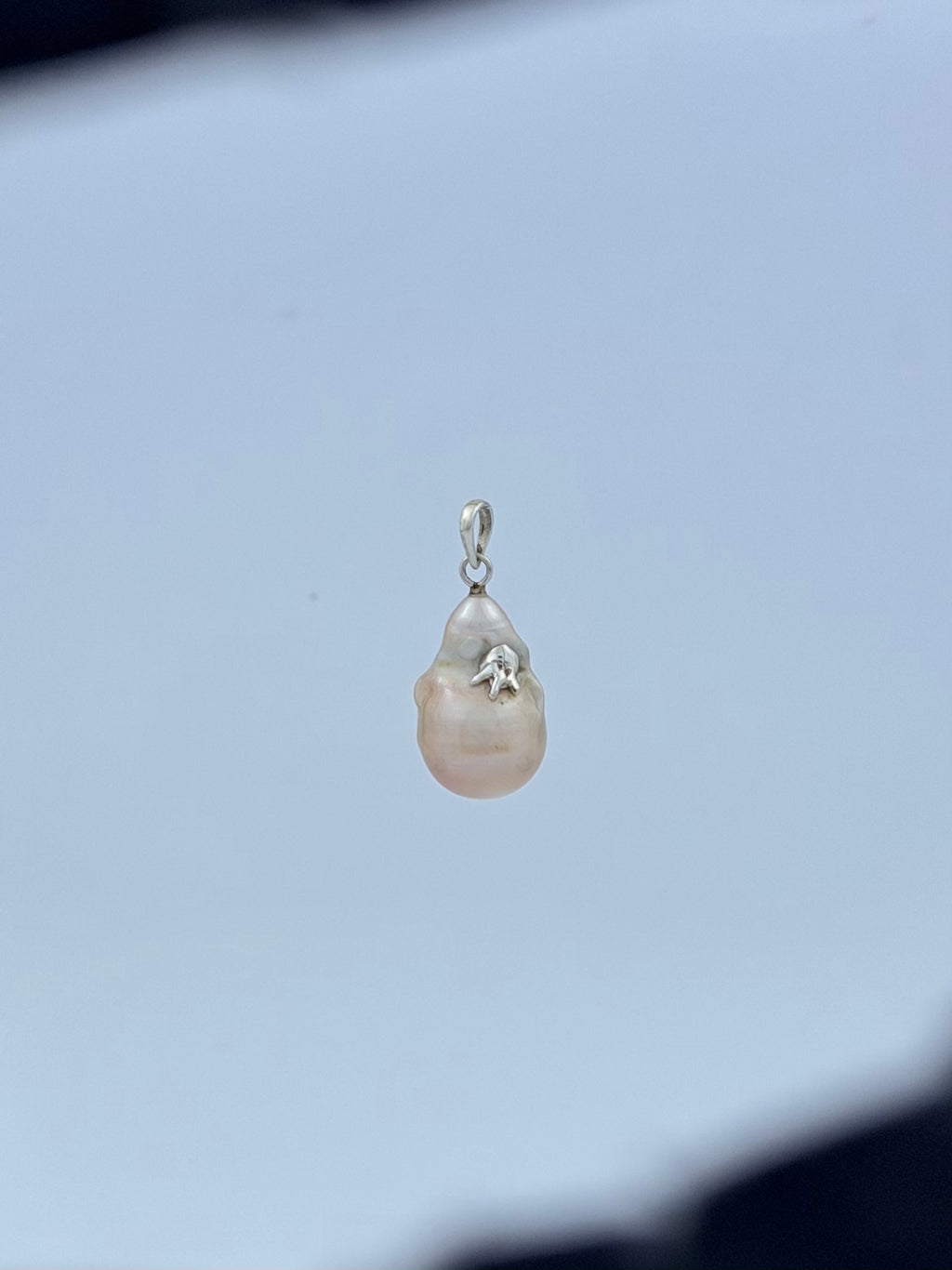 Octopus pendant with baroque pearl in 925 sterling silver, alternate view — Sribnyak Baroque Pearls
