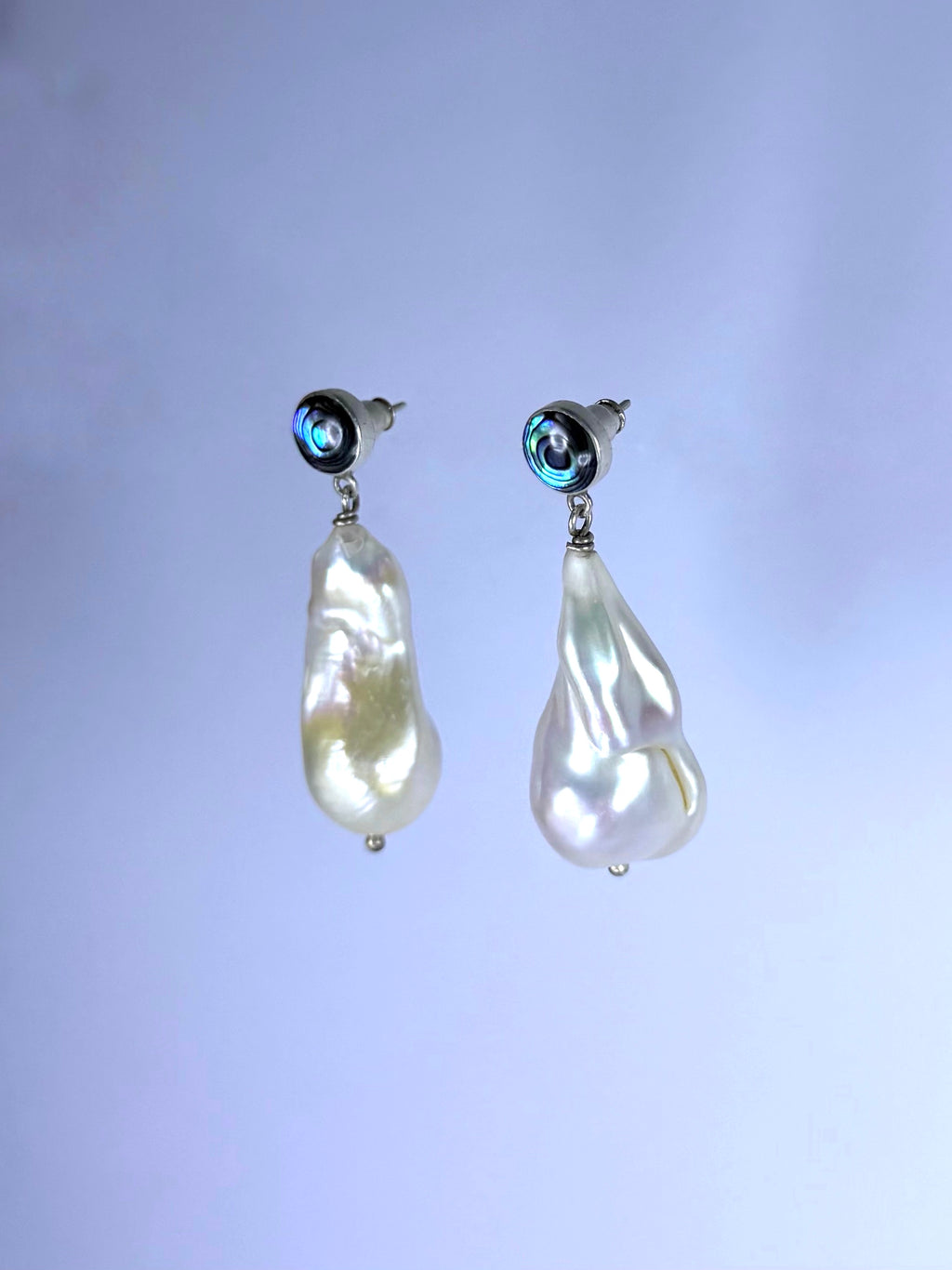 White Monica with Paua Abalone Earrings