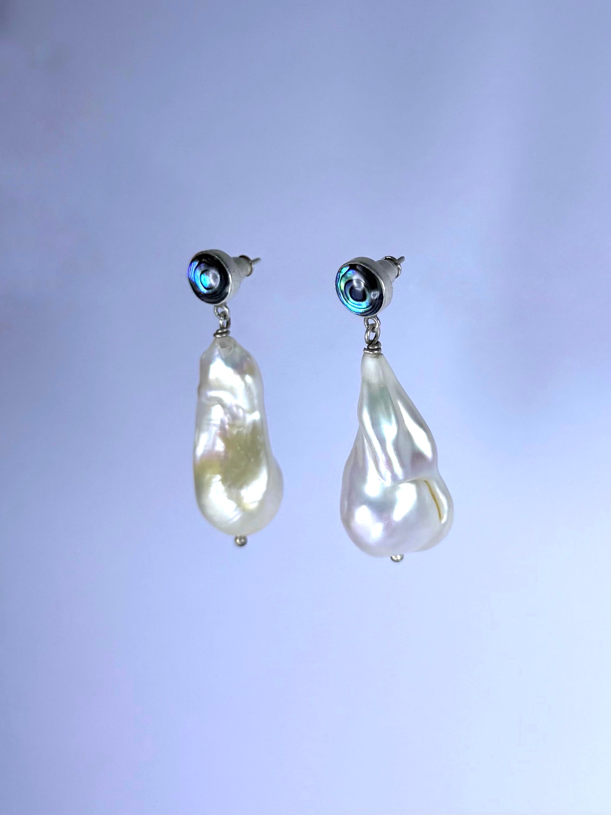 White Monica with Paua Abalone Earrings