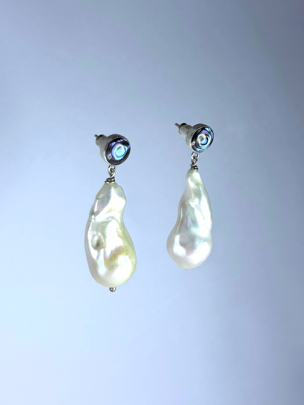 White Monica with Paua Abalone Earrings