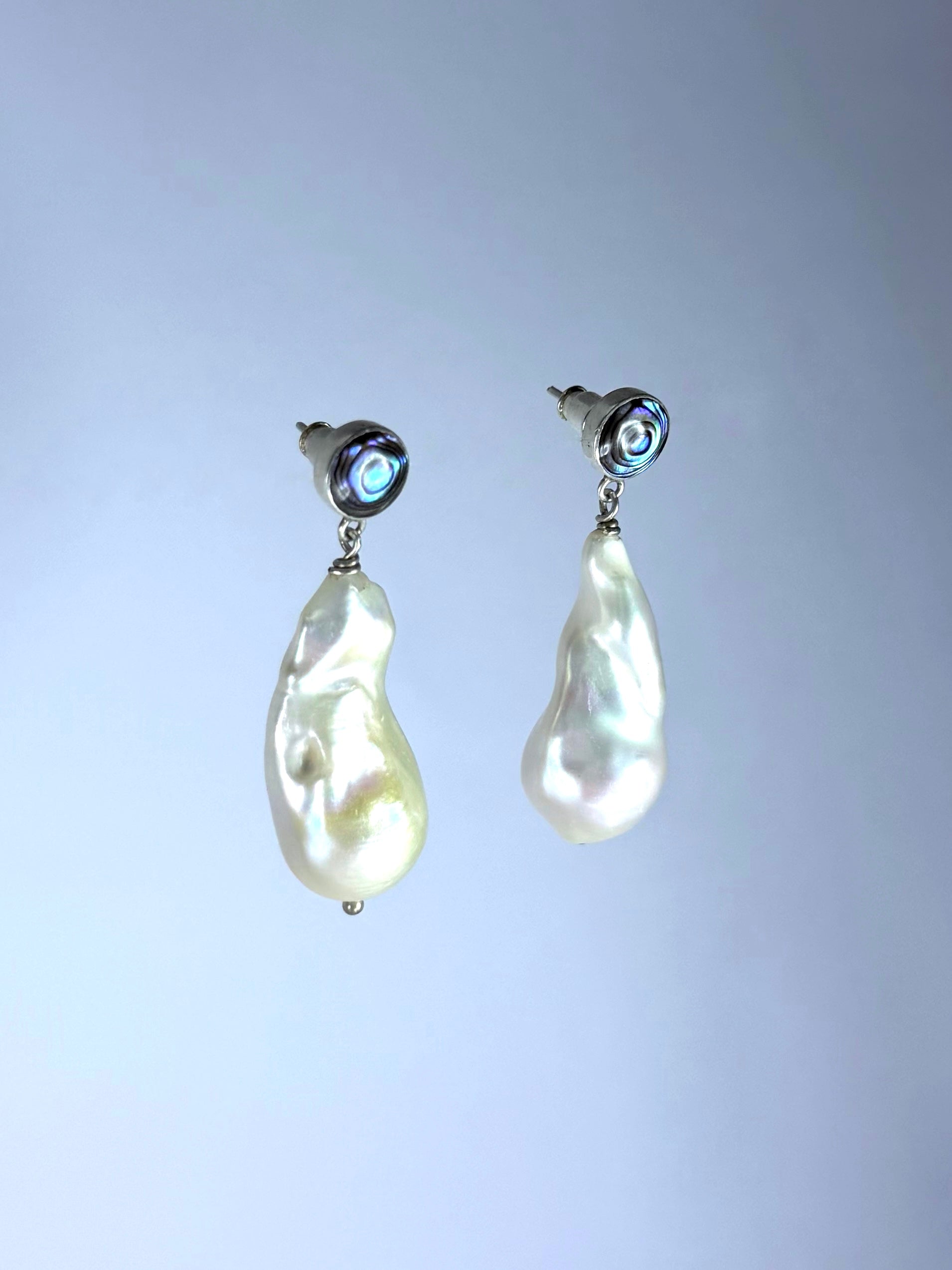 White Monica with Paua Abalone Earrings