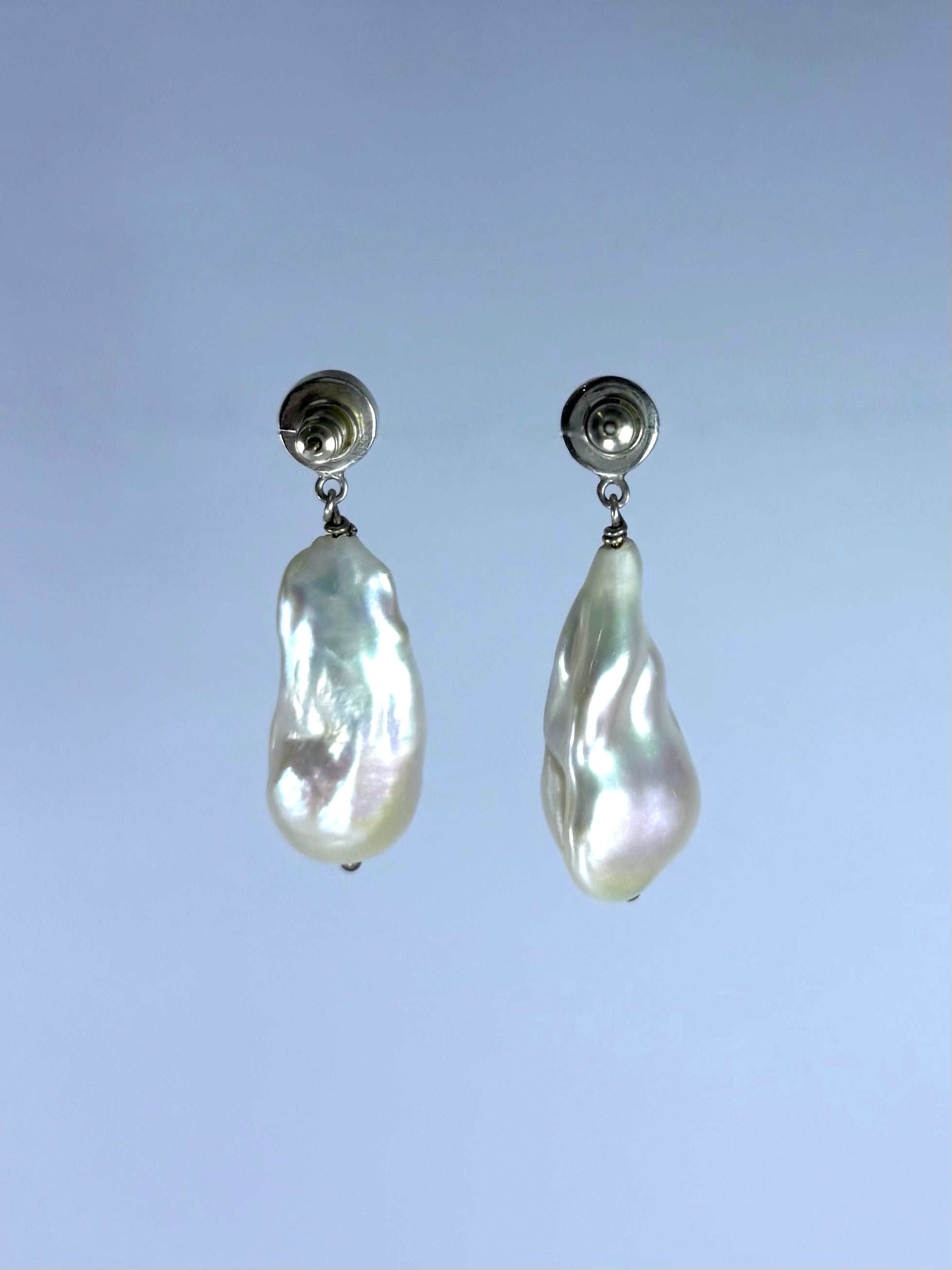 White Monica with Paua Abalone Earrings
