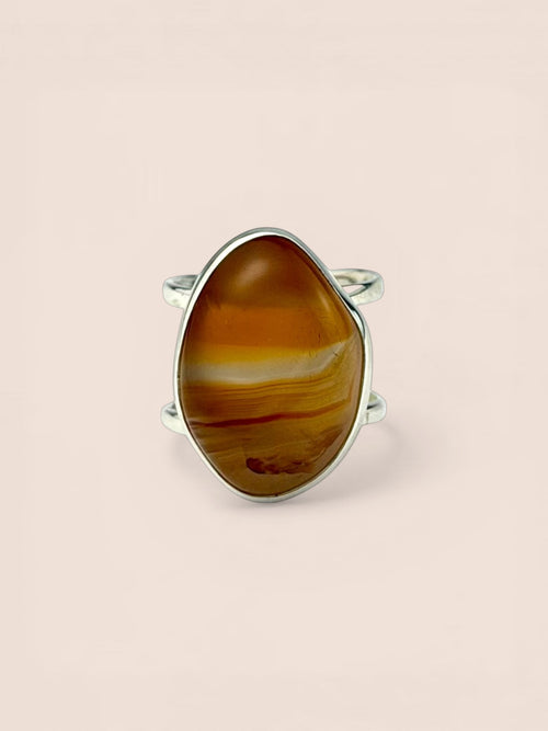 Handmade 925 sterling silver ring with agate — Sribnyak Baroque Pearls