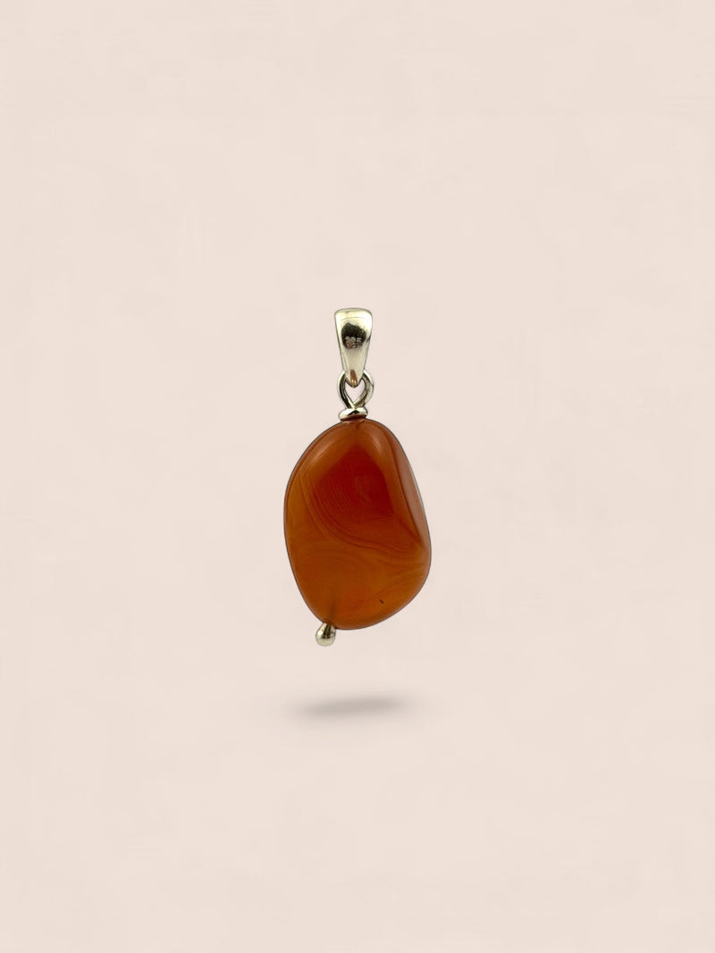 Handmade 925 sterling silver pendant with agate — Sribnyak Baroque Pearls