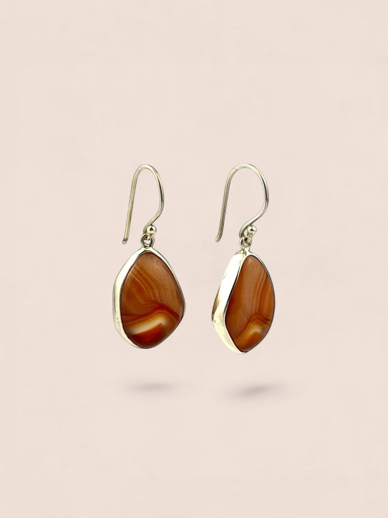 Handmade 925 sterling silver earrings with agate — Sribnyak Baroque Pearls