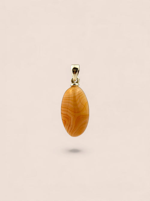 Handmade 925 sterling silver pendant with agate — Sribnyak Baroque Pearls