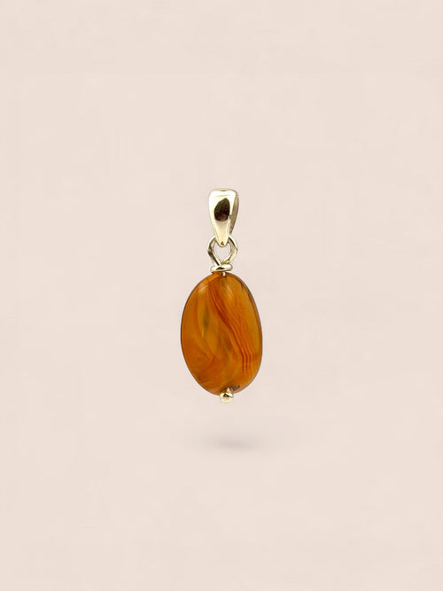 Handmade 925 sterling silver pendant with agate — Sribnyak Baroque Pearls