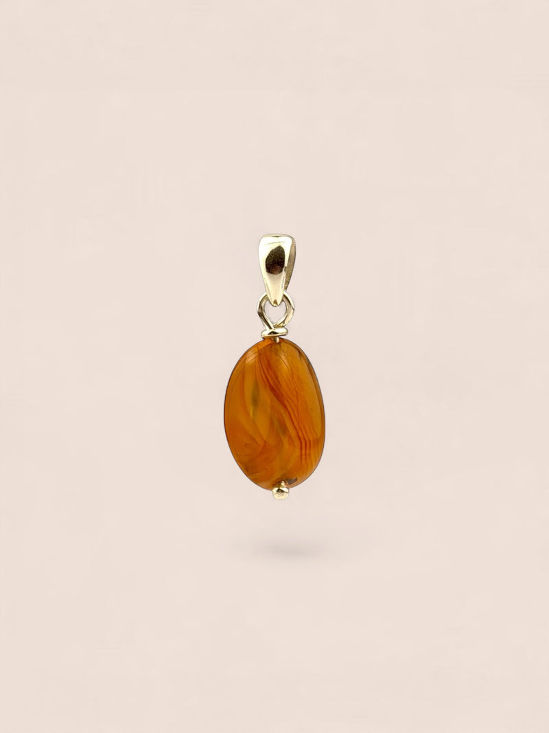 Handmade 925 sterling silver pendant with agate — Sribnyak Baroque Pearls