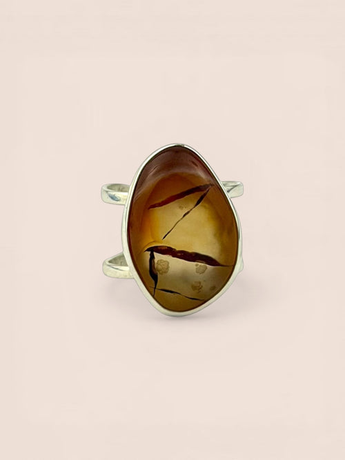 Handmade 925 sterling silver ring with agate — Sribnyak Baroque Pearls