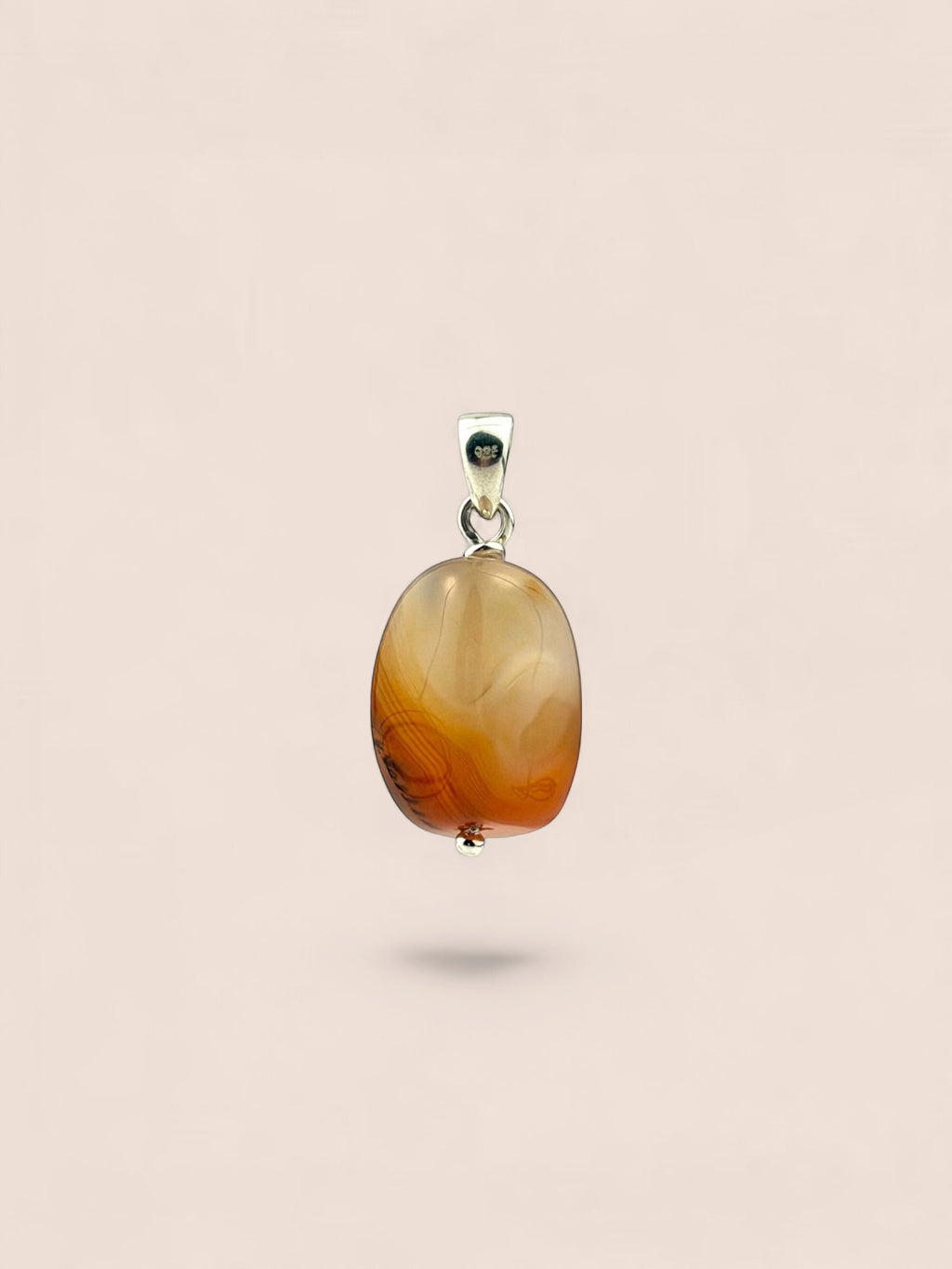 Handmade 925 sterling silver pendant with agate — Sribnyak Baroque Pearls