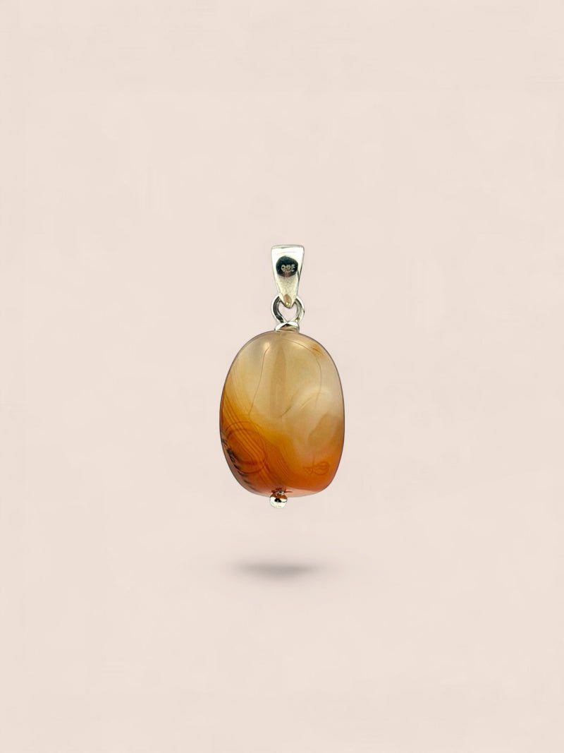 Handmade 925 sterling silver pendant with agate — Sribnyak Baroque Pearls