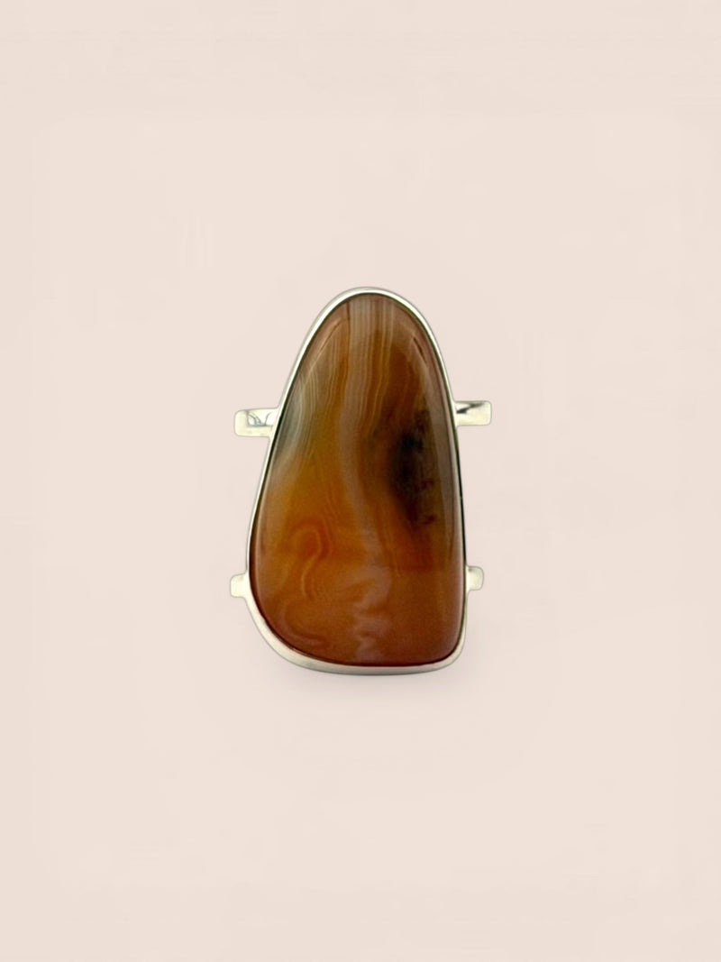 Handmade 925 sterling silver ring with agate — Sribnyak Baroque Pearls