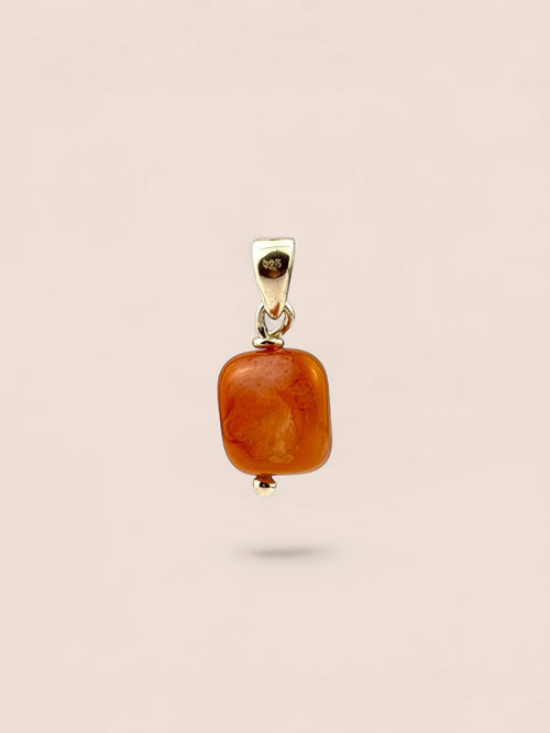 Handmade 925 sterling silver pendant with agate — Sribnyak Baroque Pearls