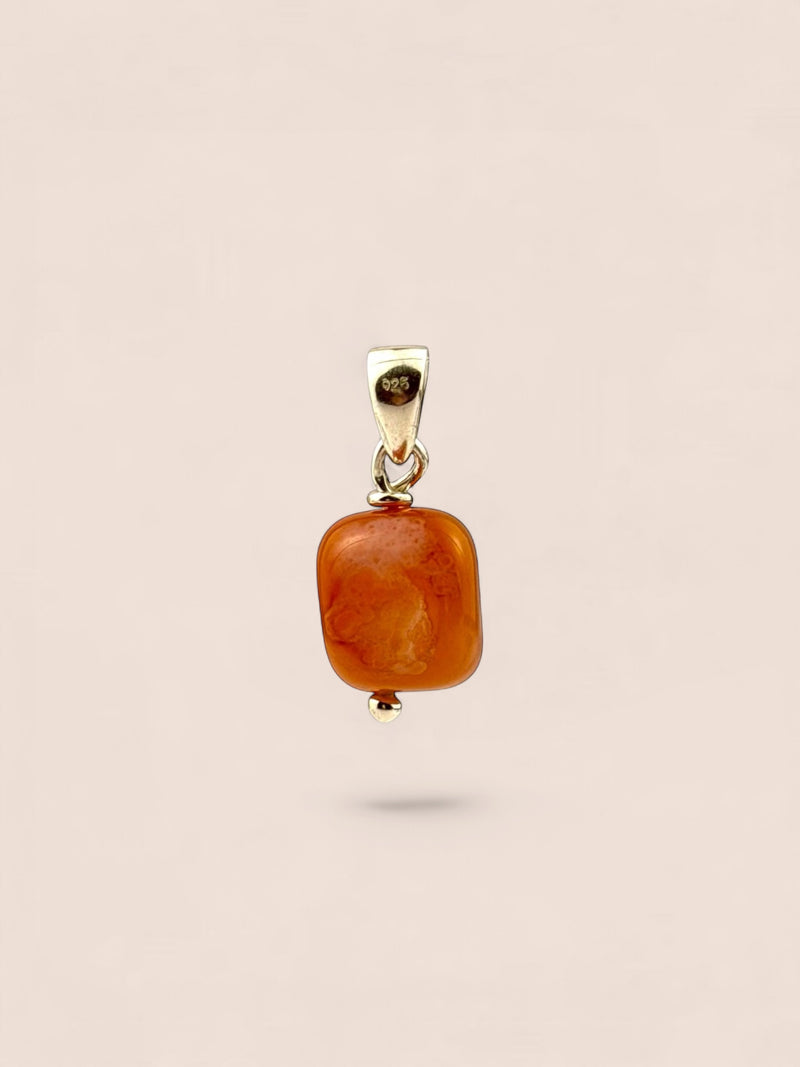 Handmade 925 sterling silver pendant with agate — Sribnyak Baroque Pearls