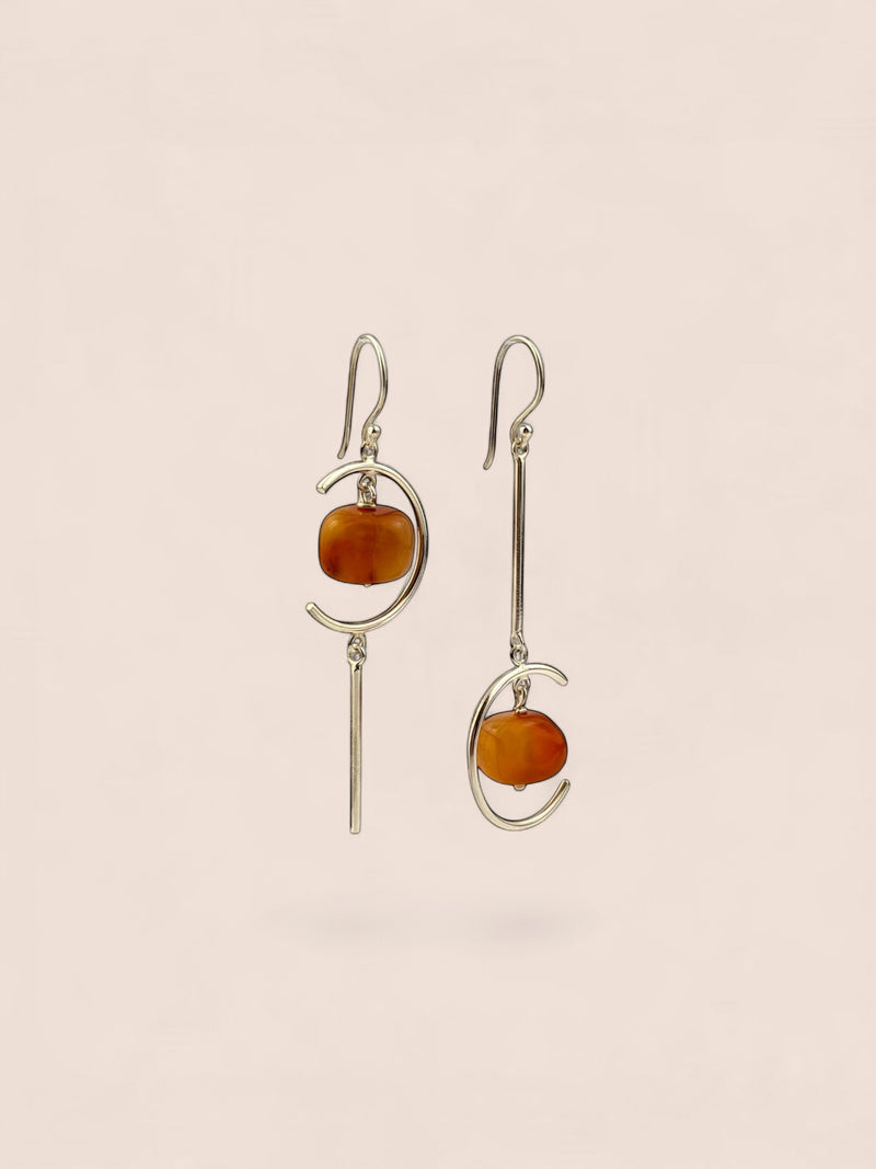 Handmade 925 sterling silver earrings with agate — Sribnyak Baroque Pearls