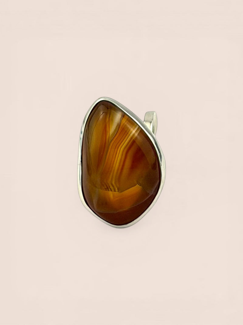 Handmade 925 sterling silver ring with agate — Sribnyak Baroque Pearls