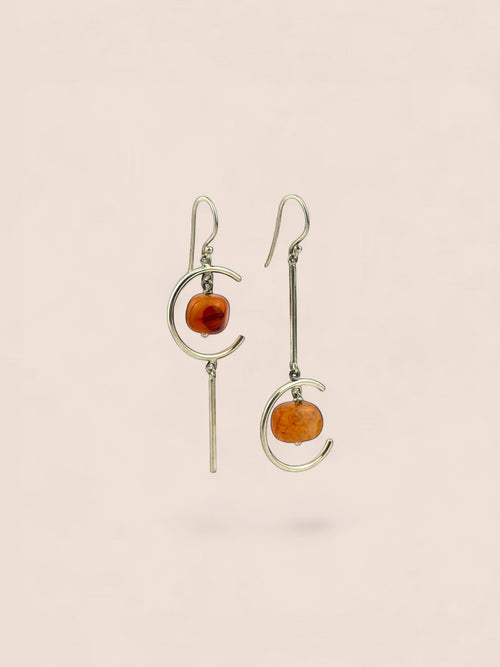 Handmade 925 sterling silver earrings with agate — Sribnyak Baroque Pearls