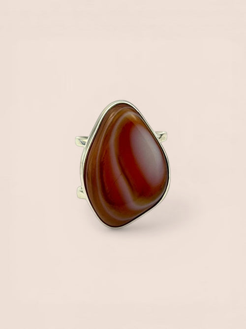 Handmade 925 sterling silver ring with agate — Sribnyak Baroque Pearls