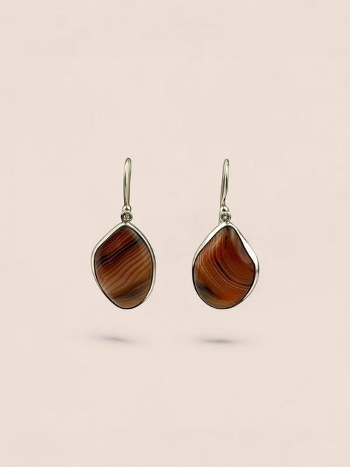 Handmade 925 sterling silver earrings with agate — Sribnyak Baroque Pearls