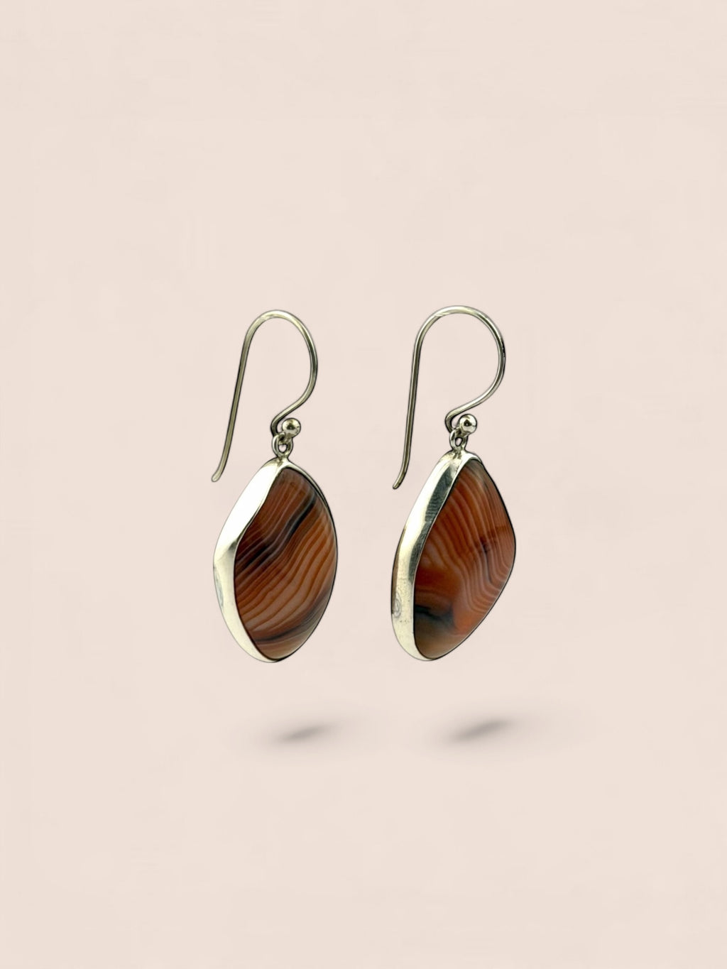 Handmade 925 sterling silver earrings with agate — Sribnyak Baroque Pearls