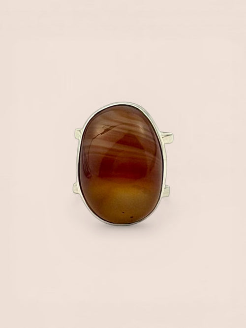 Handmade 925 sterling silver ring with agate — Sribnyak Baroque Pearls