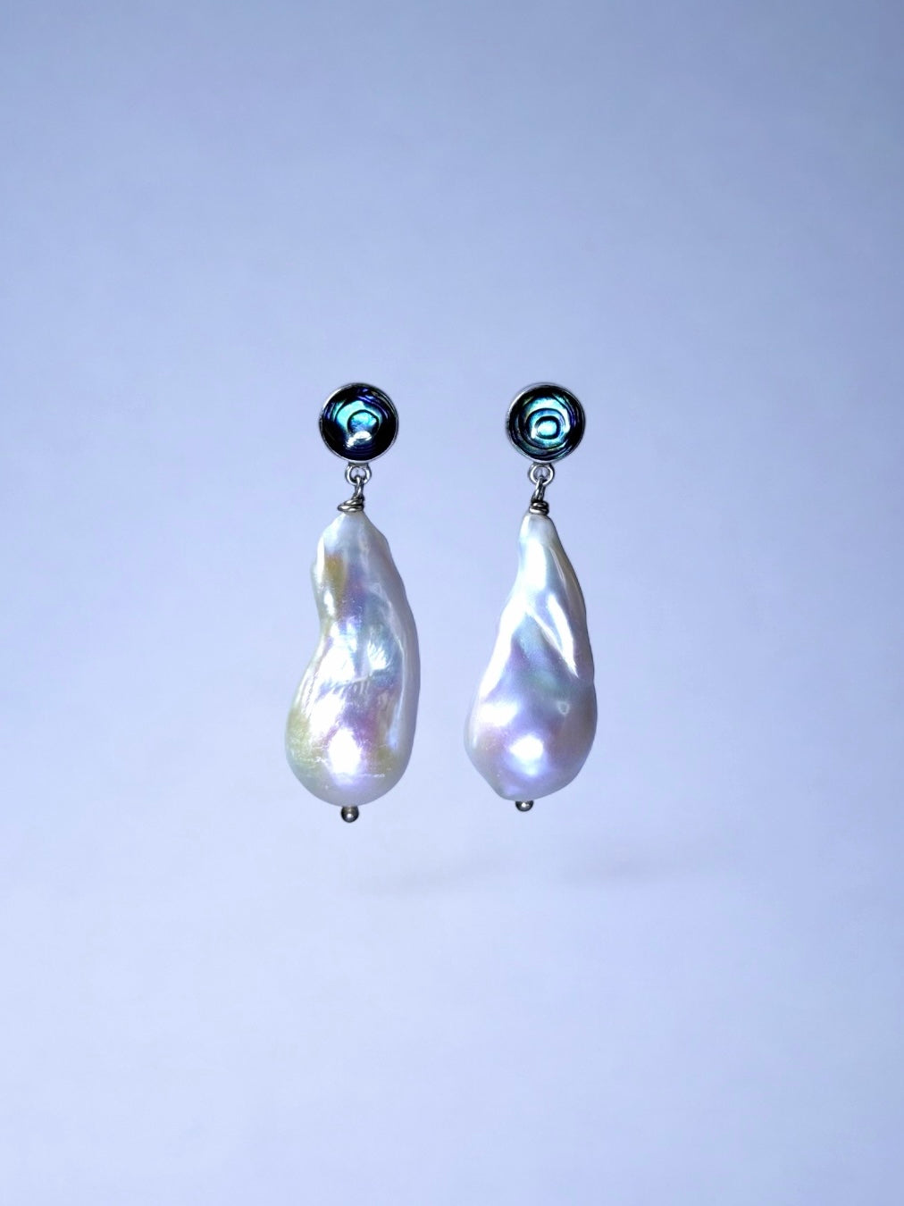 White Monica with Paua Abalone Earrings