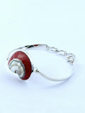 Handmade 925 sterling silver bracelet with a red nautilus shell — Sribnyak Baroque Pearls