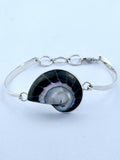 Handmade 925 sterling silver bracelet with a black nautilus shell — Sribnyak Baroque Pearls