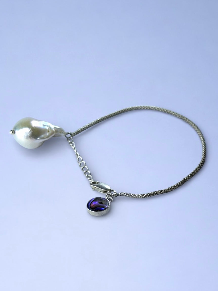 White Monica with Paua Abalone Bracelet