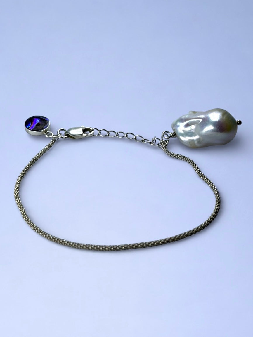 White Monica with Paua Abalone Bracelet