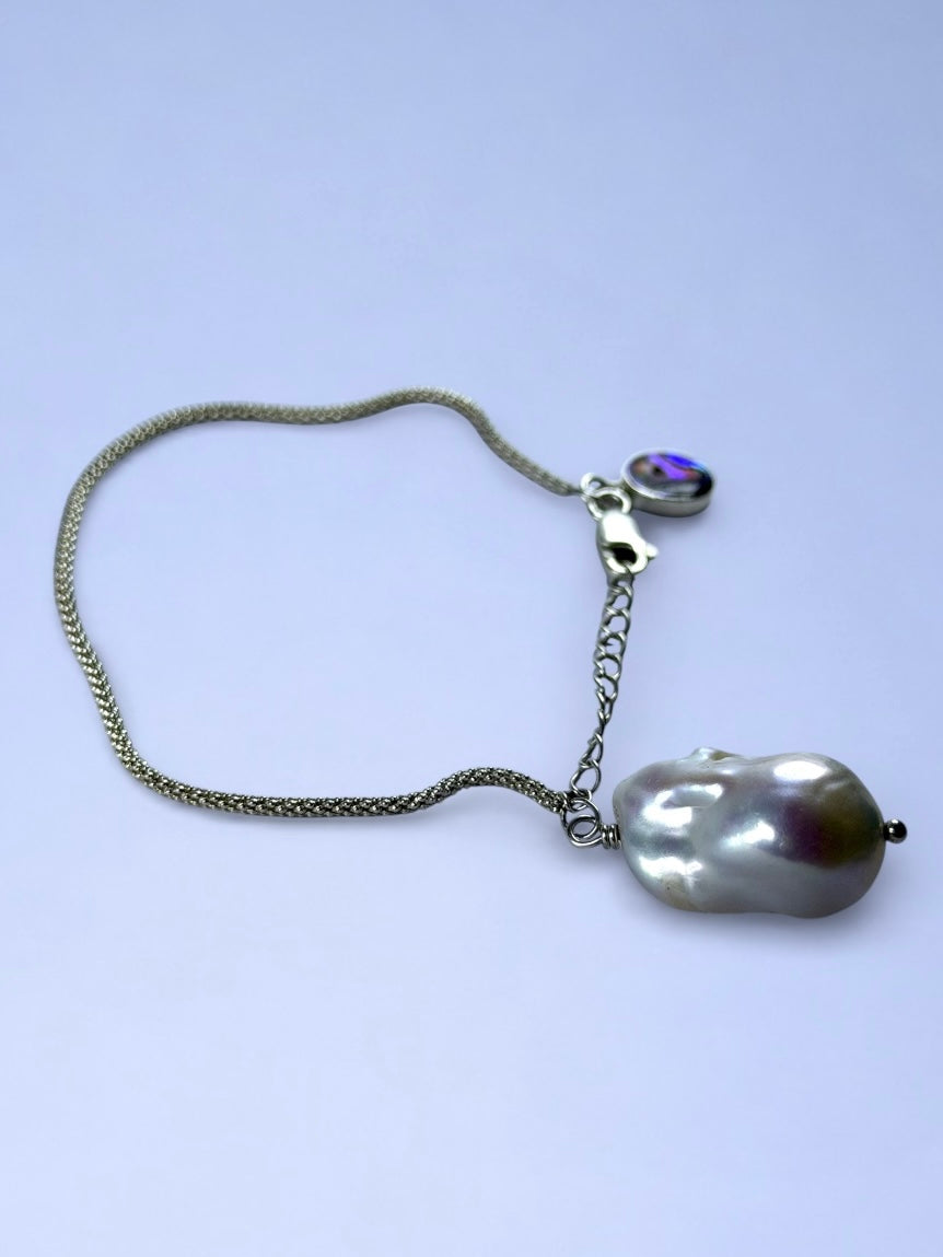 White Monica with Paua Abalone Bracelet