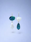 Handmade 925 sterling silver earrings with paua abalone & baroque pearl — Sribnyak Baroque Pearls