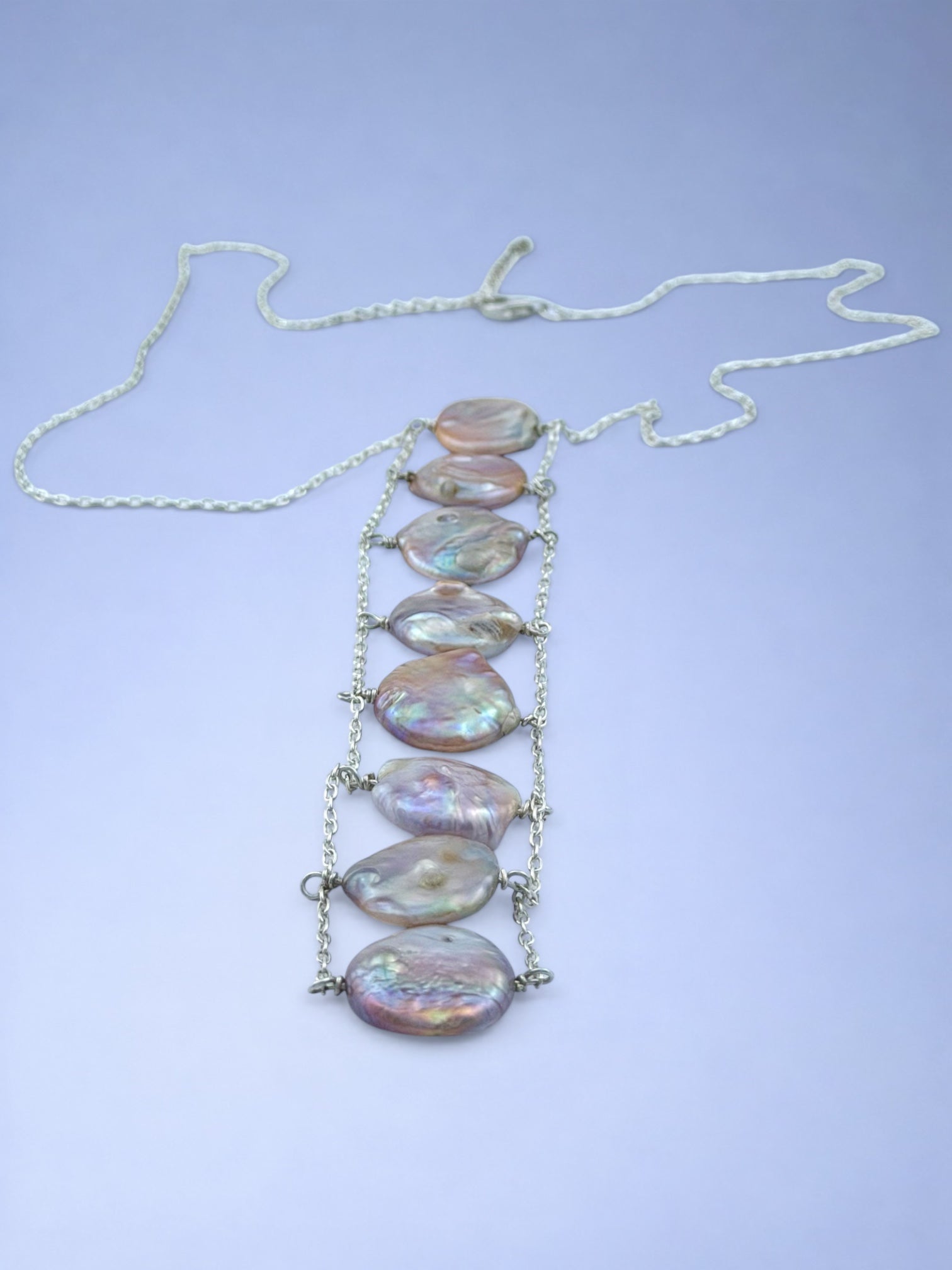 Handmade 925 sterling silver necklace with coin pearl — Sribnyak Baroque Pearls
