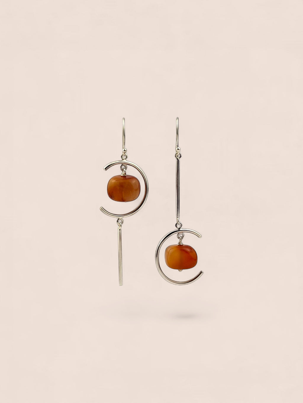 Handmade 925 sterling silver earrings with agate — Sribnyak Baroque Pearls