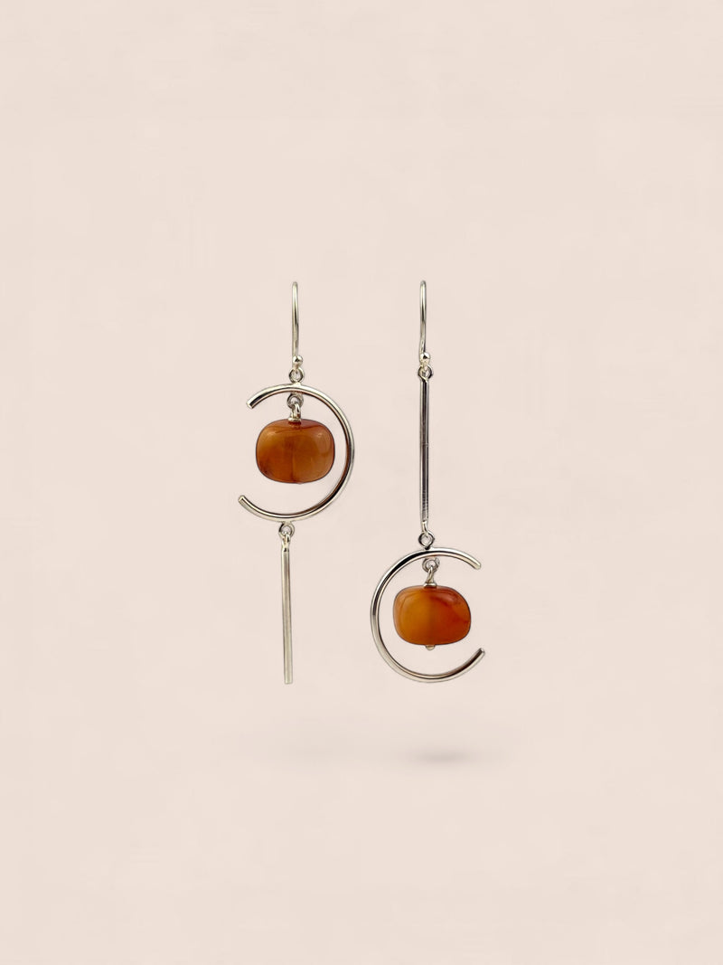 Handmade 925 sterling silver earrings with agate — Sribnyak Baroque Pearls