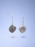 Handmade 925 sterling silver earrings with coin pearl — Sribnyak Baroque Pearls