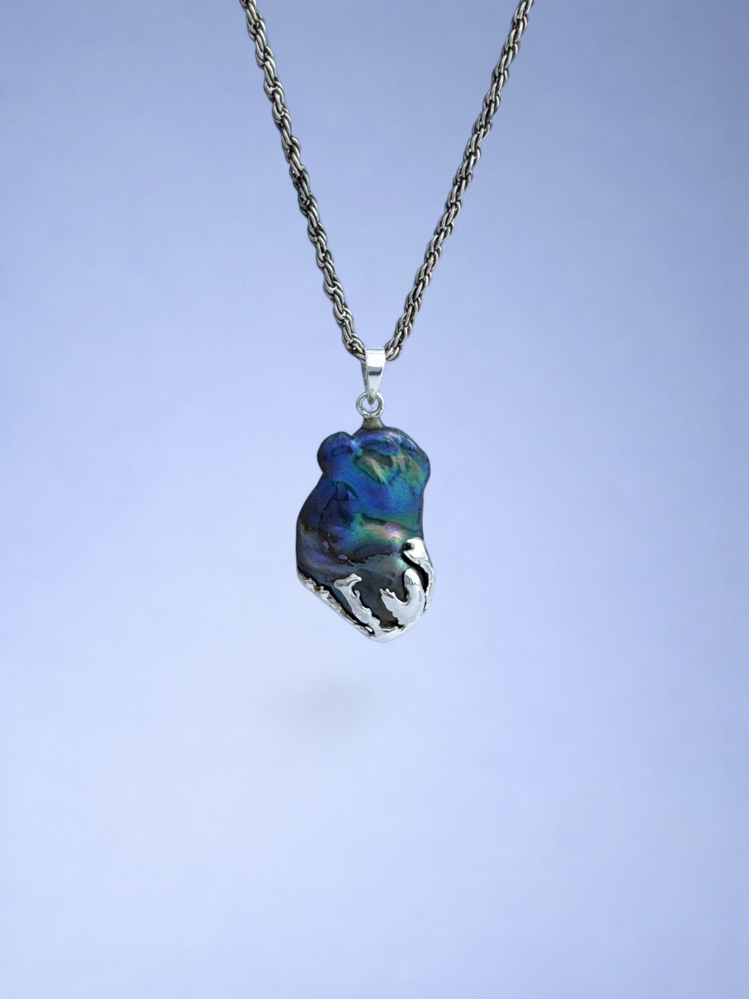 Handmade 925 sterling silver pendant with black peacock pearl — Sribnyak Baroque Pearls