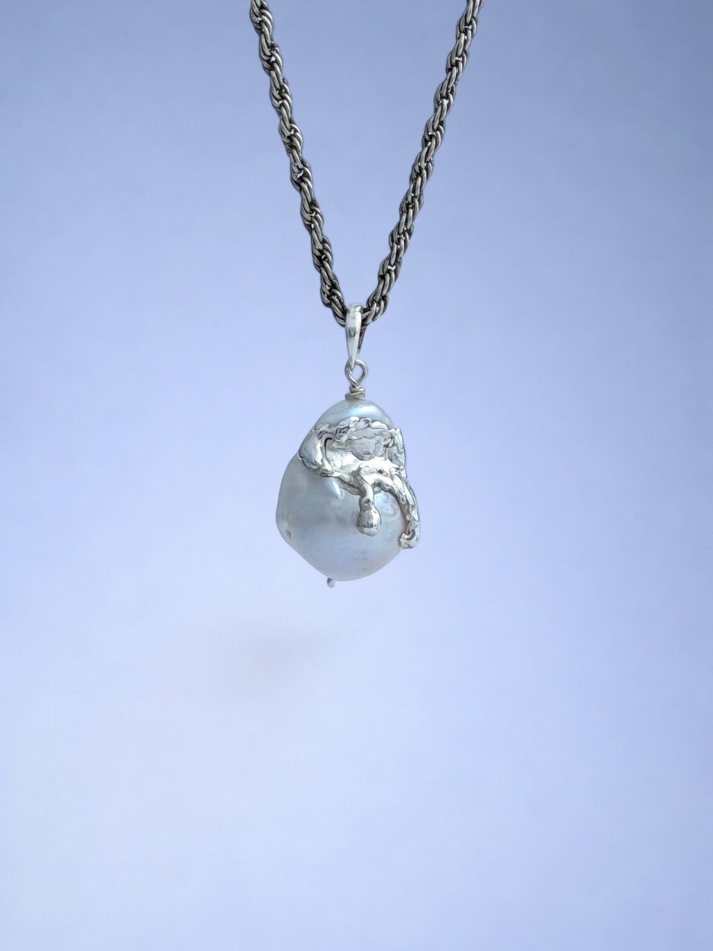 Handmade 925 sterling silver pendant with baroque pearl — Sribnyak Baroque Pearls