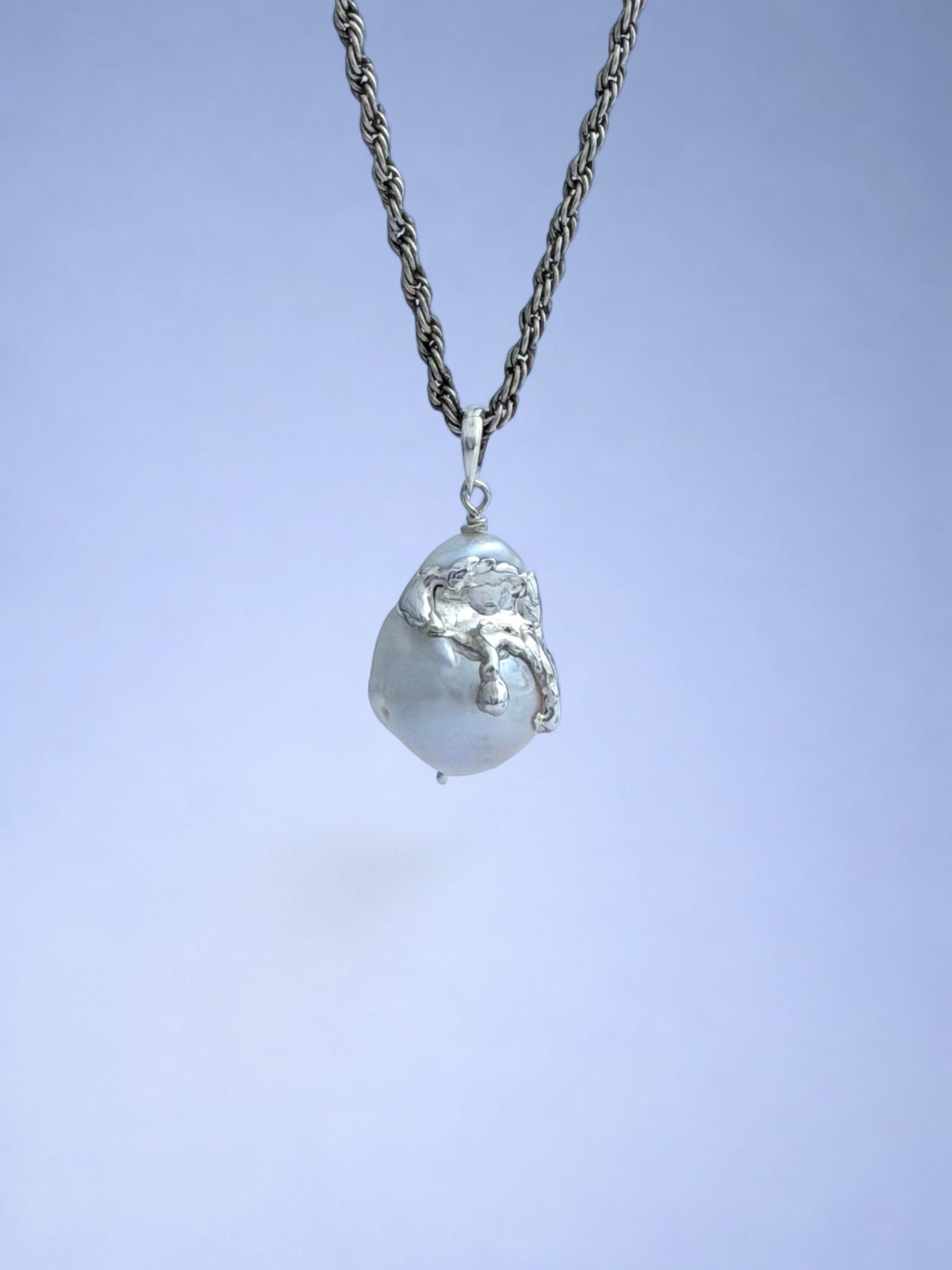 Handmade 925 sterling silver pendant with baroque pearl — Sribnyak Baroque Pearls
