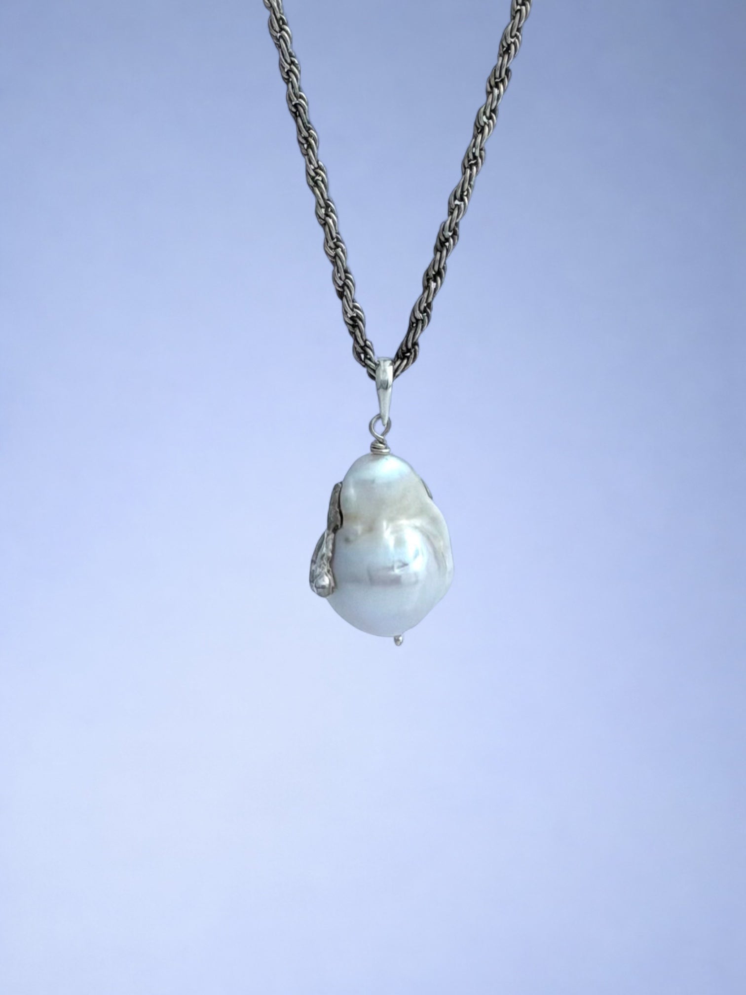Handmade 925 sterling silver pendant with baroque pearl — Sribnyak Baroque Pearls