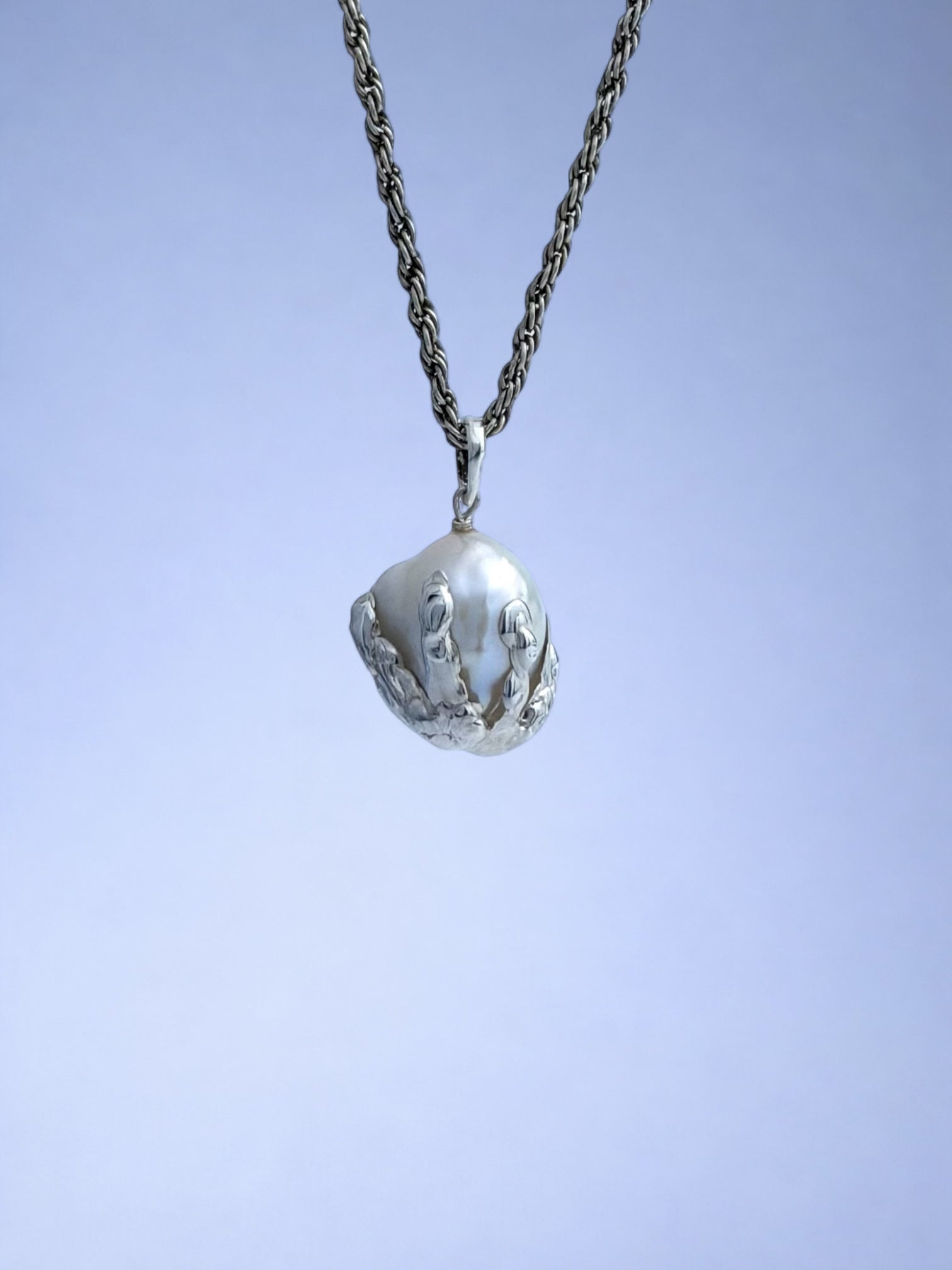 Handmade 925 sterling silver pendant with baroque pearl — Sribnyak Baroque Pearls