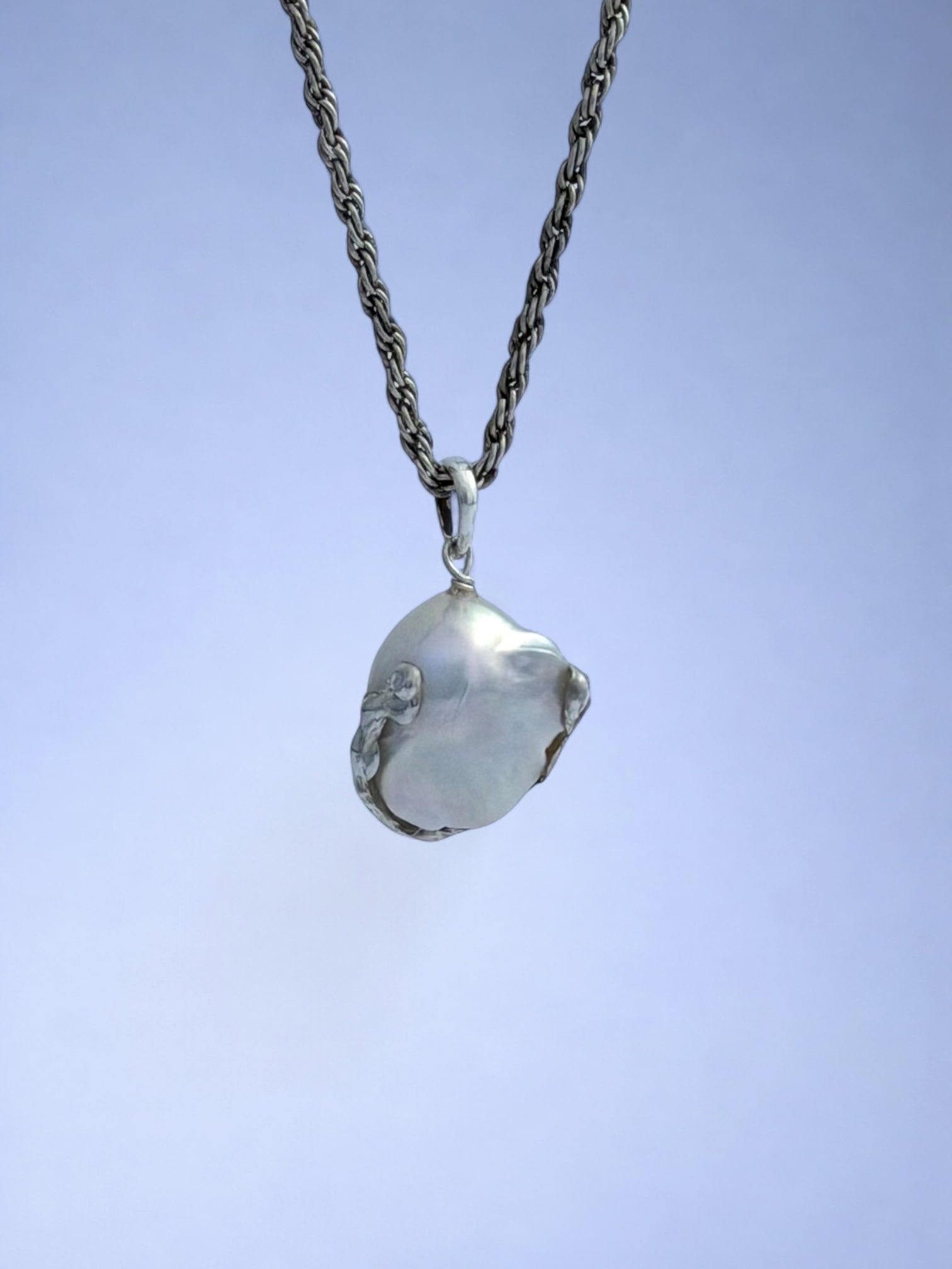 Handmade 925 sterling silver pendant with baroque pearl — Sribnyak Baroque Pearls