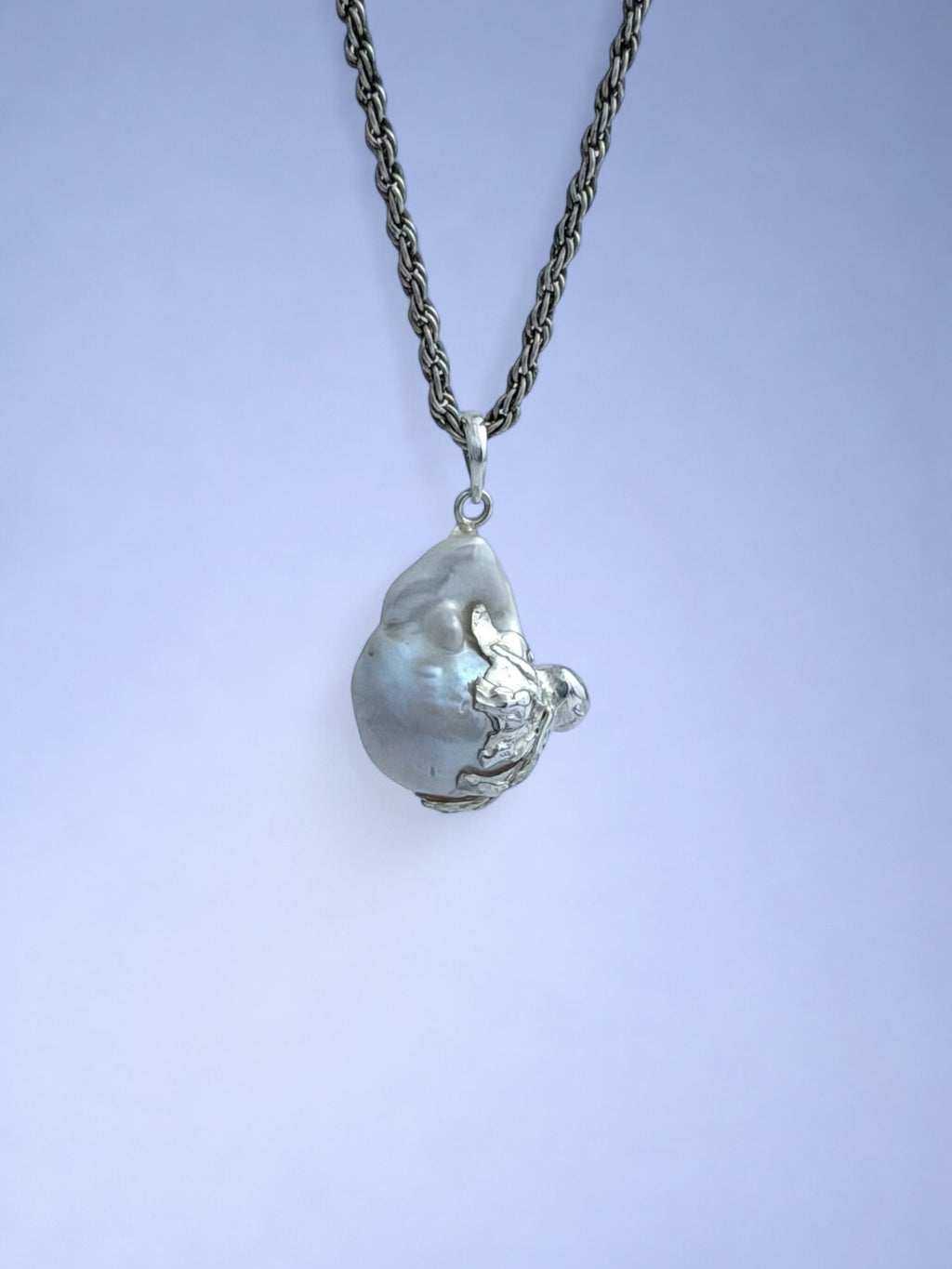 Handmade 925 sterling silver pendant with baroque pearl — Sribnyak Baroque Pearls