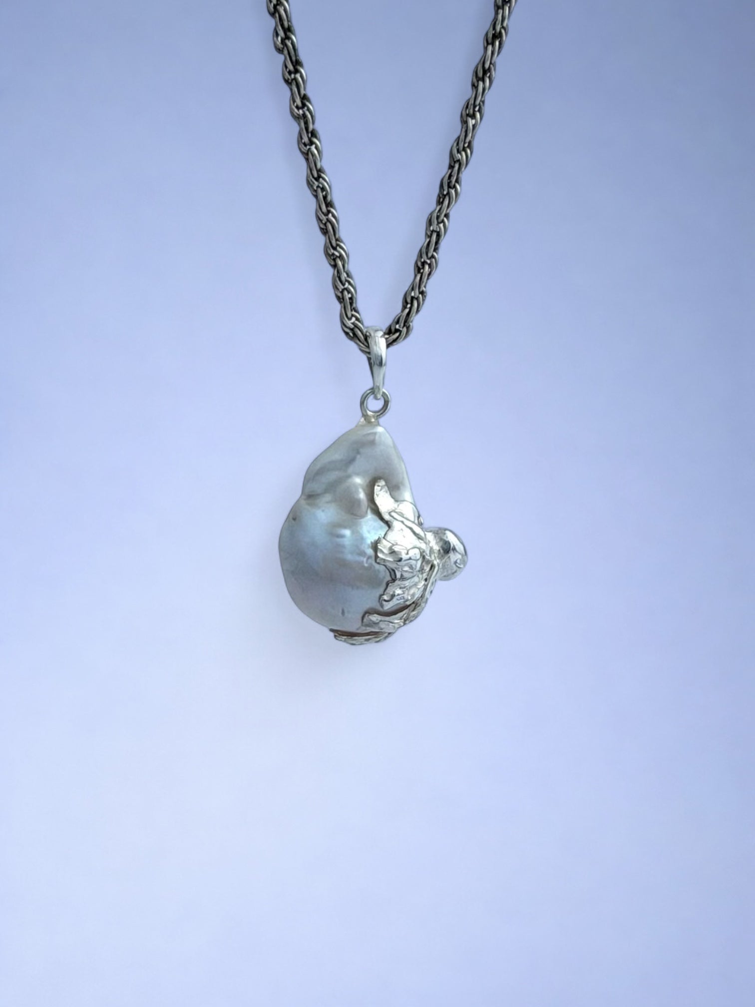 Handmade 925 sterling silver pendant with baroque pearl — Sribnyak Baroque Pearls