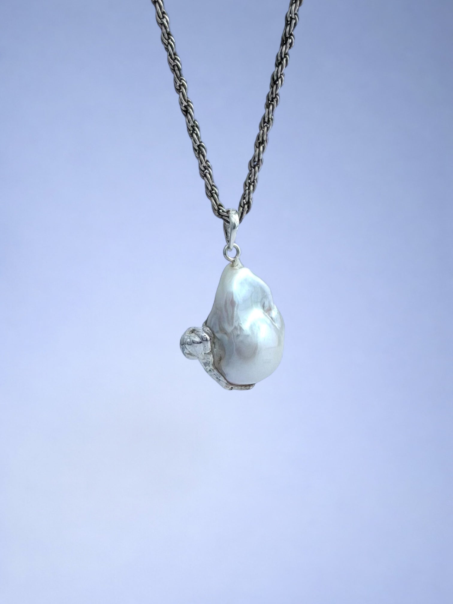 Handmade 925 sterling silver pendant with baroque pearl — Sribnyak Baroque Pearls