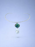 Handmade 925 sterling silver pendant with paua abalone & baroque pearl — Sribnyak Baroque Pearls