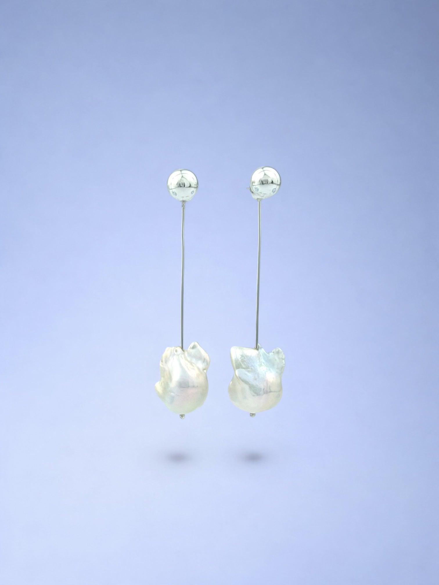 Handmade 925 sterling silver earrings with baroque pearl — Sribnyak Baroque Pearls