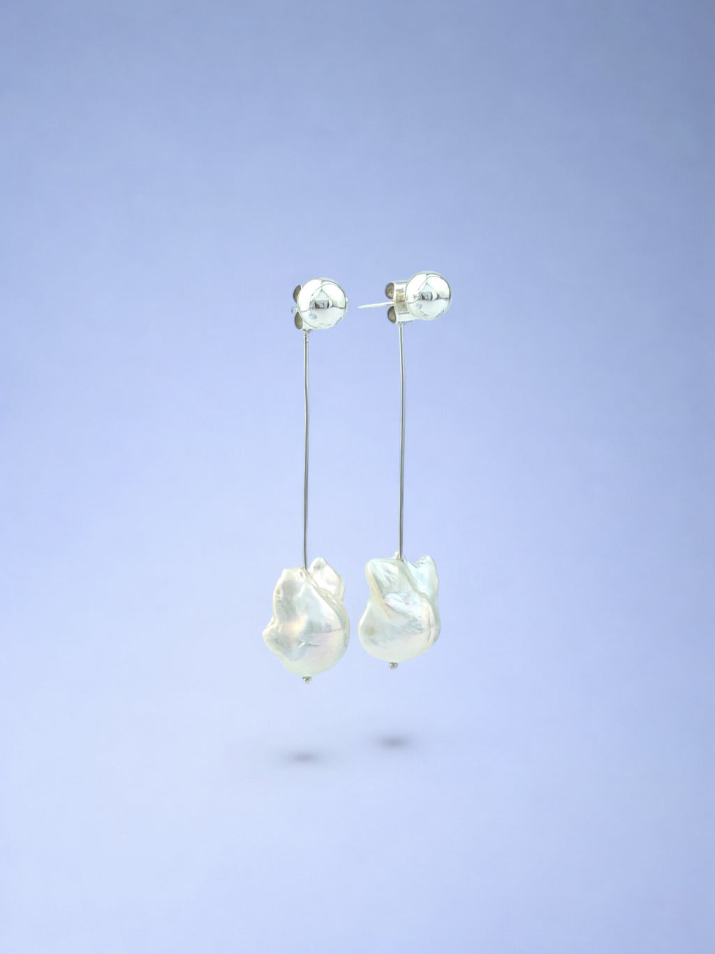 Handmade 925 sterling silver earrings with baroque pearl — Sribnyak Baroque Pearls
